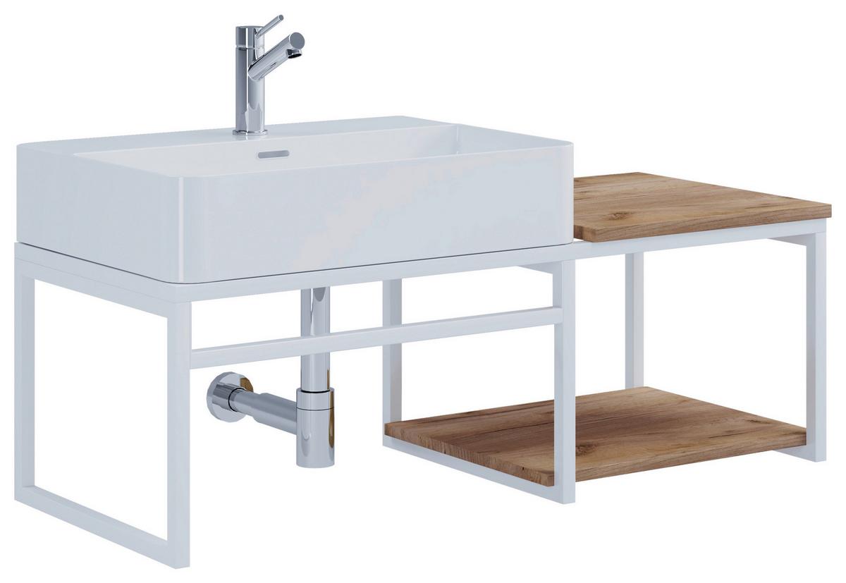 Waschtischkombi 2--Teilig. Waschplatz "bitila 100" - Honigeiche/Weiß, MODERN, Keramik/Holzwerkstoff (100cm) - MID.YOU