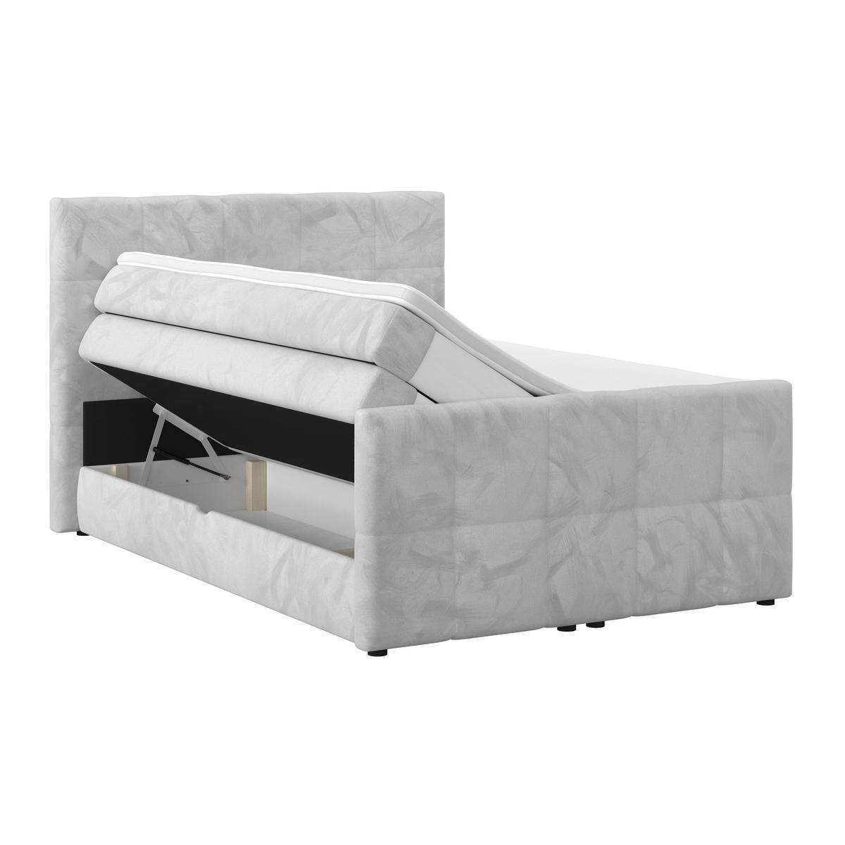 Boxspringbett mit Topper und Bettkasten 140x200 cm Medino - Hellgrau, KONVENTIONELL, Holz/Holzwerkstoff (140/200cm) - Luca Bessoni