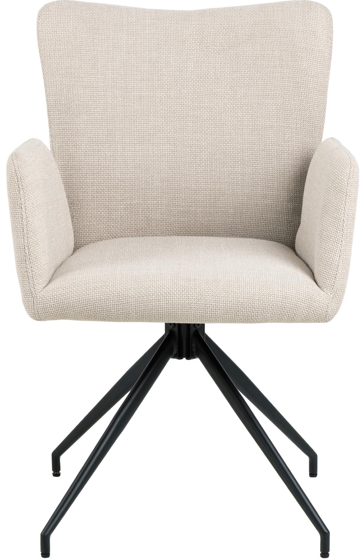 Armlehnstuhl Laura Beige Gepolstert - Beige/Schwarz, MODERN, Textil/Metall (57,5/86/61,5cm) - MID.YOU
