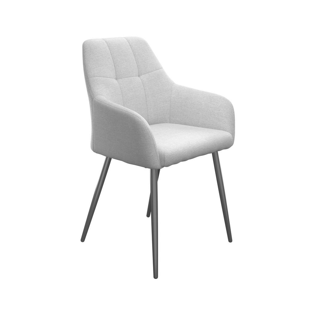 Armlehnstuhl Joe II Leinenoptik Hellgrau