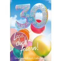 Billett Geburstag Zahl 30 - Multicolor, Basics, Papier/Kunststoff (12/18/2cm)