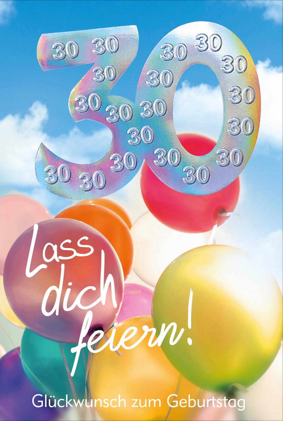 Billett Geburstag Zahl 30 - Multicolor, Basics, Papier/Kunststoff (12/18/2cm)