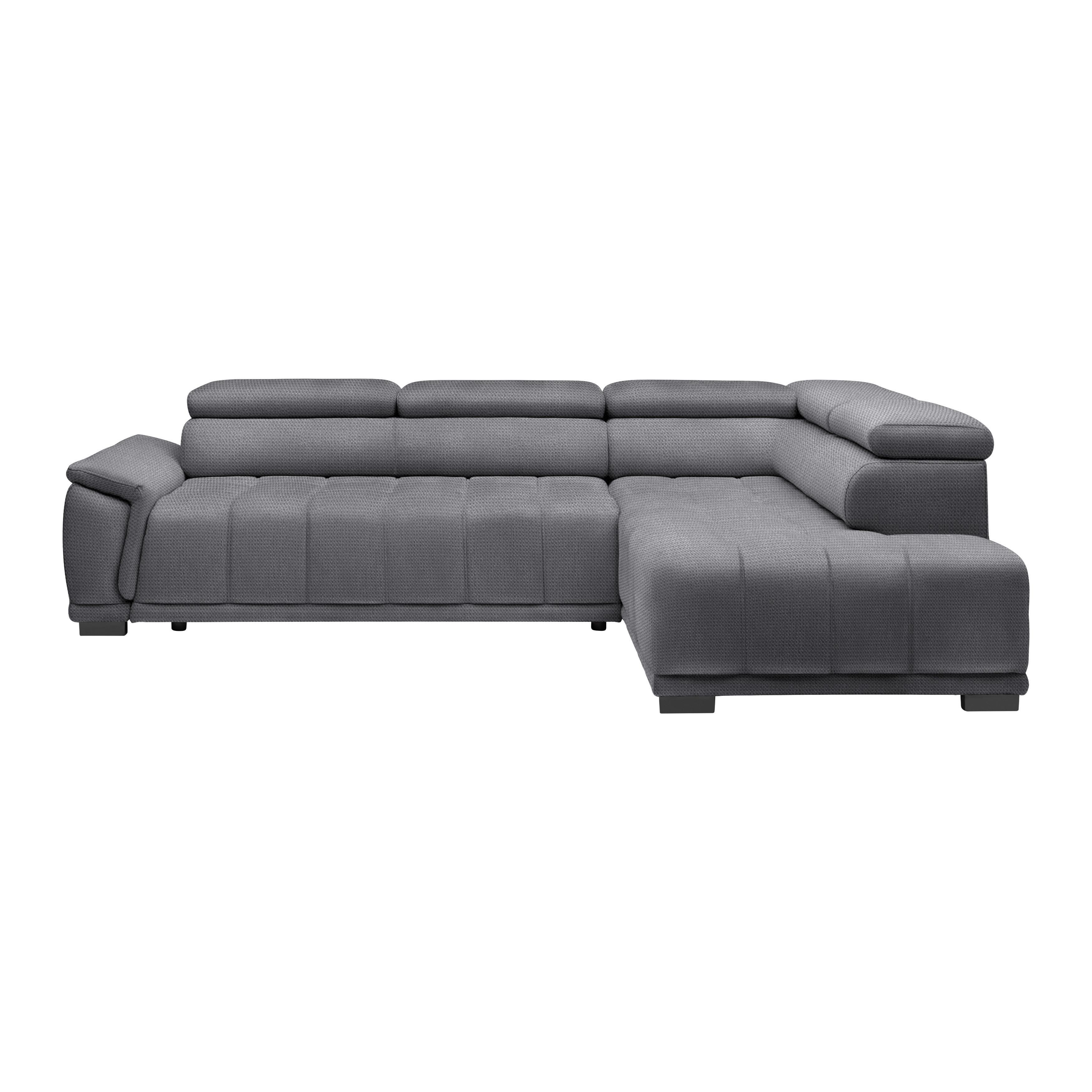 Rohová sedačka GRINALDI, pravá, modrosivá - čierna/modrosivá, Modern, textil/plast (283/206cm) - Premium Living