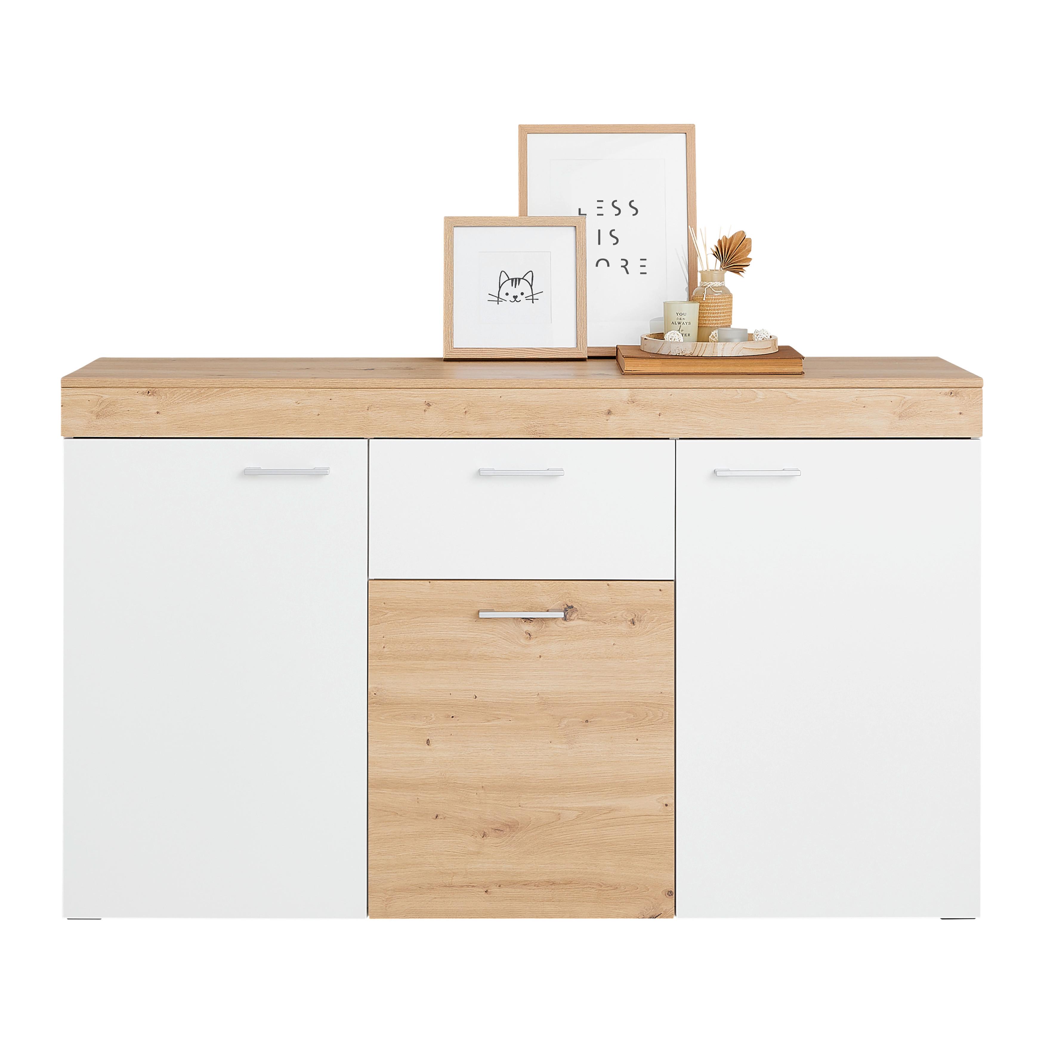 Sideboard 150 cm Valencia Alpinweiß, Eiche Artisan - MODERN, Holzwerkstoff (150/89,1/40cm)