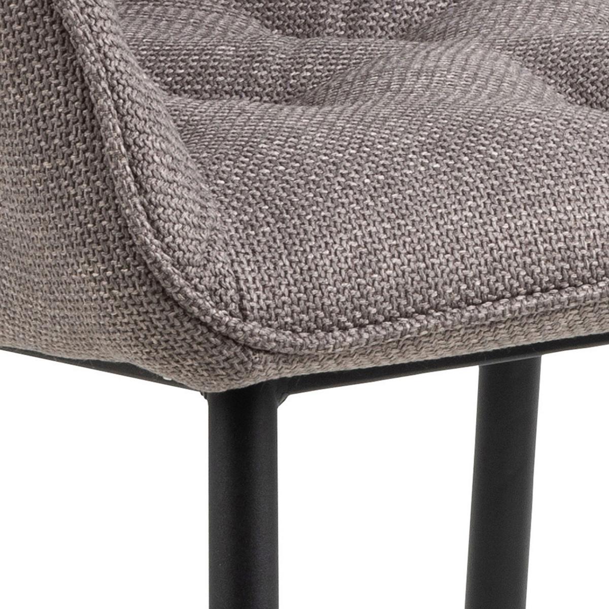 Armlehnstuhl Brooke Graubraun Gepolstert - Graubraun/Schwarz, Design, Textil/Metall (58/83/55cm) - MID.YOU
