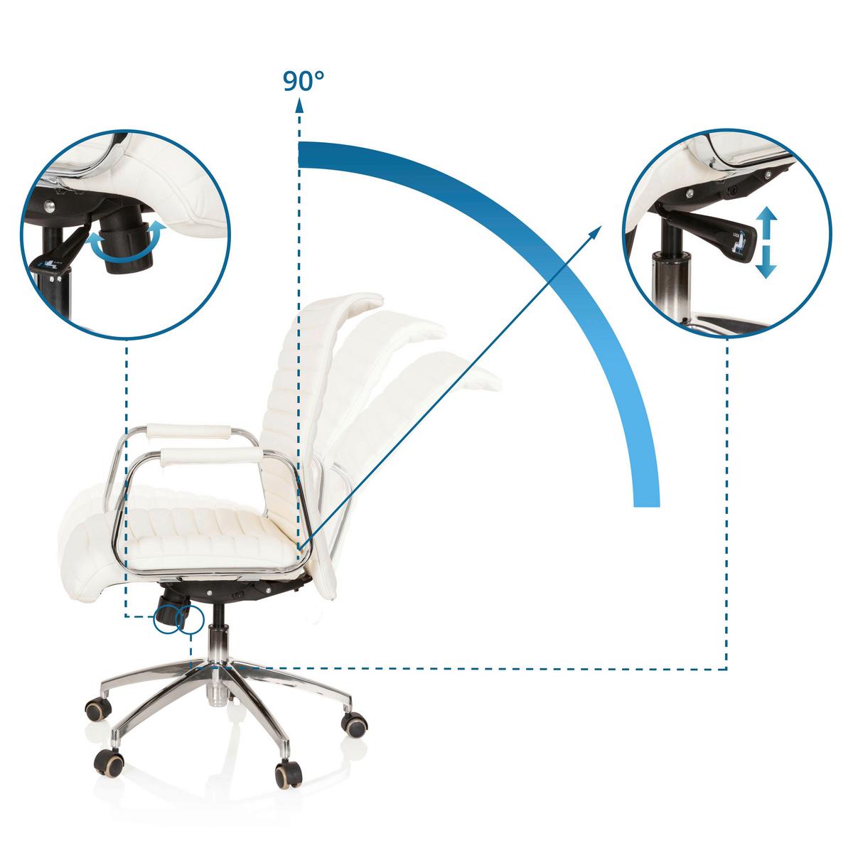 Drehstuhl Aspera 10 Cremefarben - Silberfarben/Creme, MODERN, Leder/Kunststoff (59/114/50cm) - MID.YOU