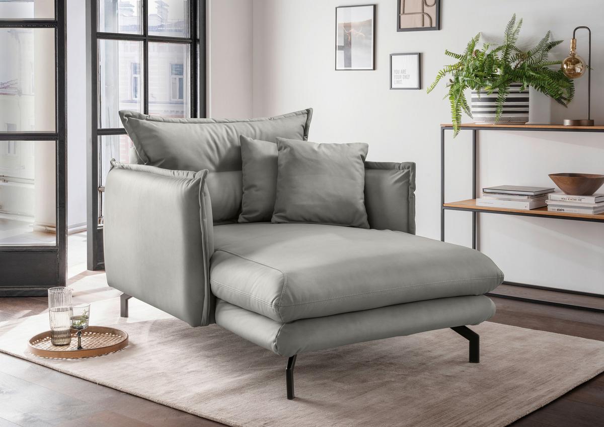 XXL-Sessel Lava Grau B: 111cm - Schwarz/Grau, MODERN, Textil (111/101/167cm) - Livetastic