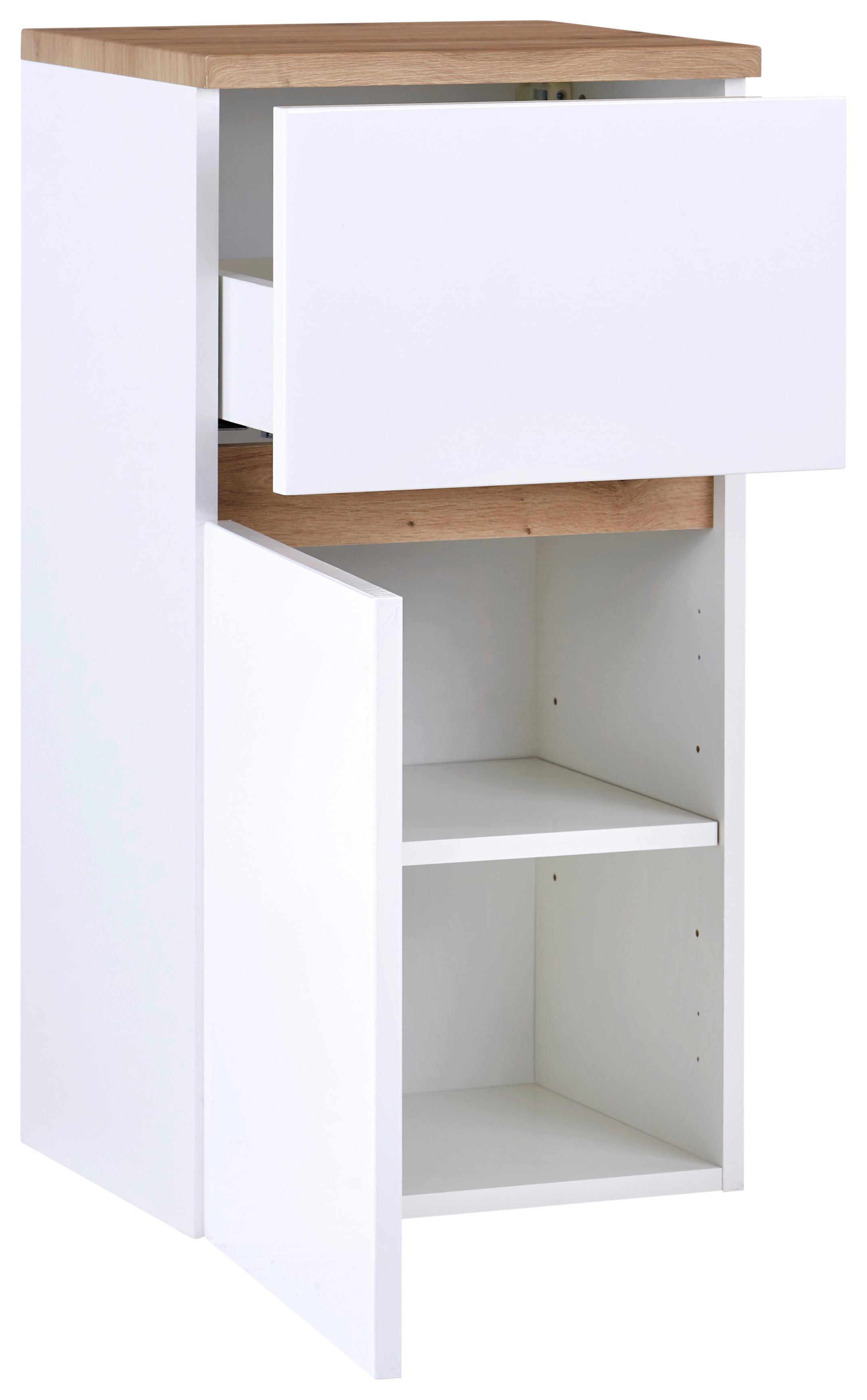 Unterschrank Marbella B: 40 cm Weiß/Eiche Dekor - Weiß, MODERN, Holzwerkstoff (40/81/35cm)
