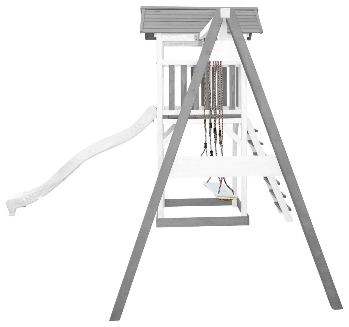 Spielturm A025.122.92 - Weiß/Grau, KONVENTIONELL, Holz/Kunststoff (356,6/241,9/349cm) - Ambia Garden