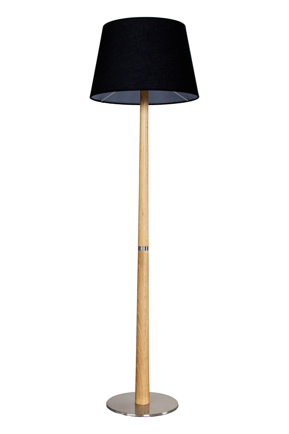 Stehleuchte Timber Schwarz Nickelfarben D: 40 Cm - Eiche Bianco/Schwarz, Natur, Holz/Textil (40/150cm) - Brilliant
