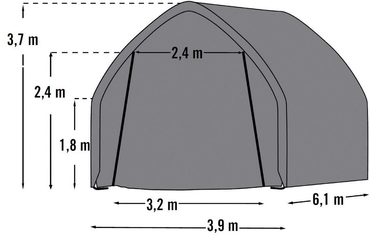 Kleingarage Garage-In-A-Box 23,8m² - Grün, Basics, Kunststoff (390/370/610cm)
