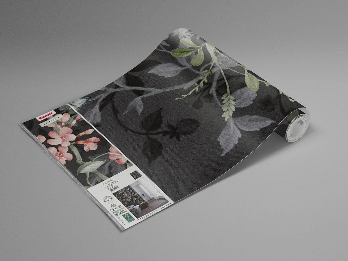 Vliestapete Nuit Royale - Schwarz/Rosa, Basics (200/250cm) - Komar