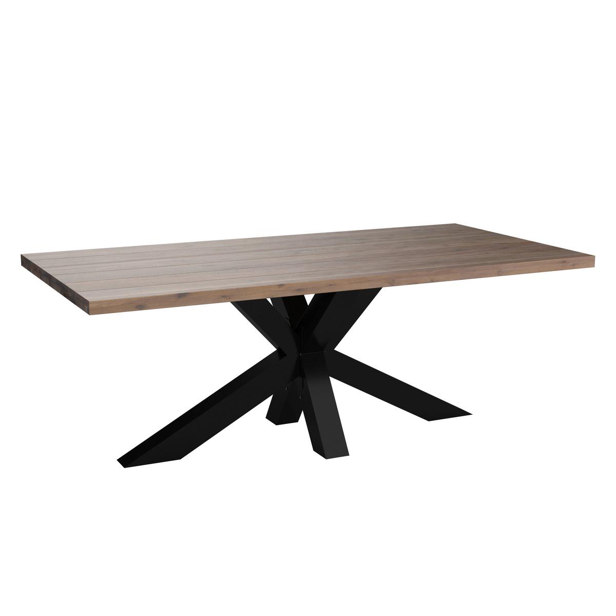 Gartentisch Stockholm Akazienholz L 200cm - Schwarz/Akaziefarben, MODERN, Holz/Metall (200/100/76cm) - Beldano