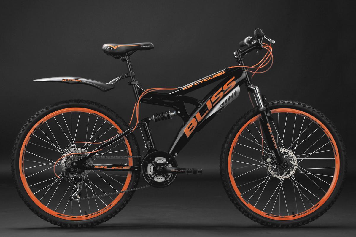 Mountainbike Fully 26 Zoll Bliss 21 Gänge - Schwarz/Orange, Basics, Metall - KS Cycling