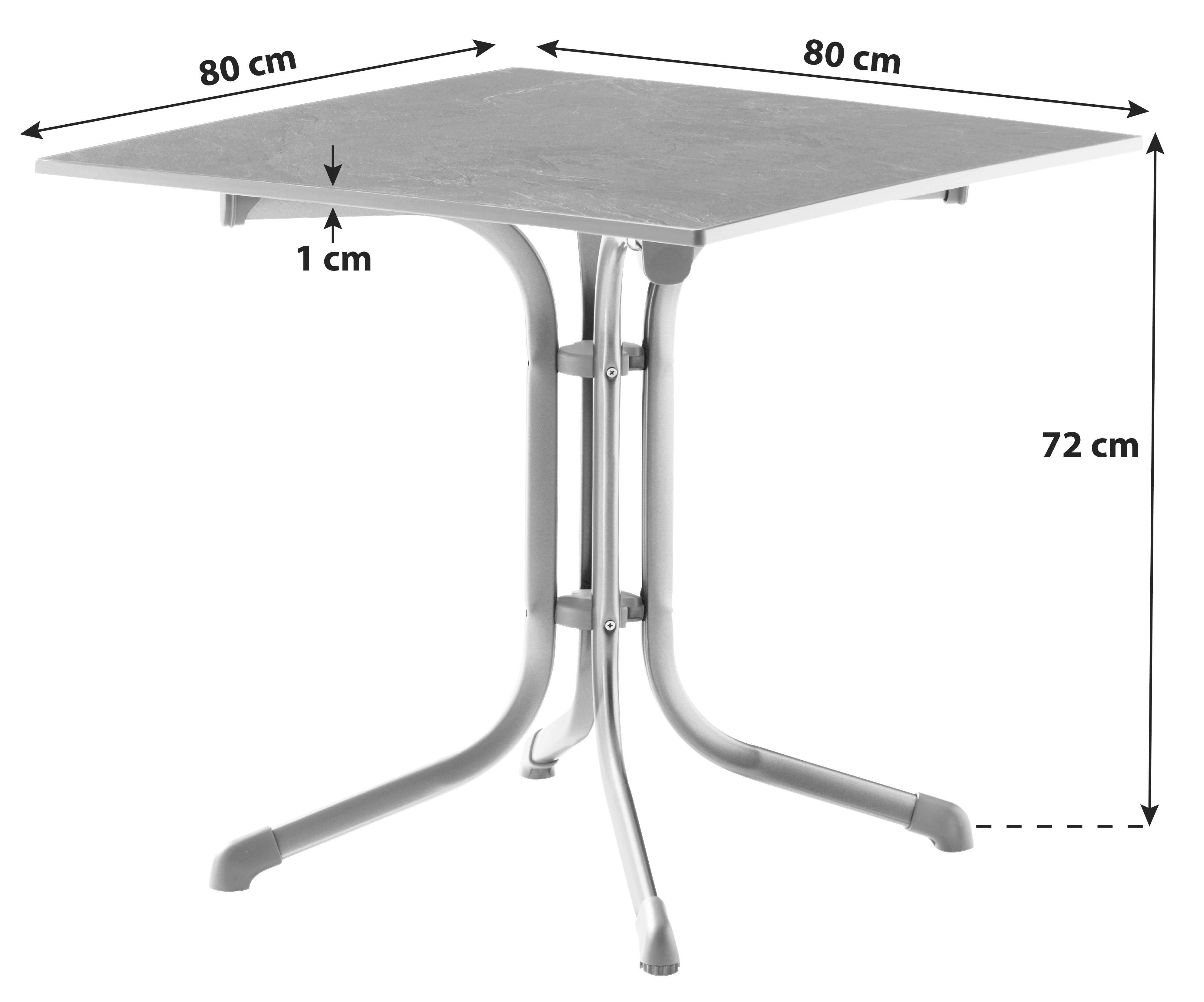 Gartentisch Klappbar Stahl L: 80cm - Anthrazit/Grau, MODERN, Holzwerkstoff/Metall (80/80/73cm) - Sieger
