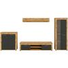 Wohnwand Jam Eiche Dekor, Anthrazit 4-Teilig B: 330 Cm - Anthrazit/Eiche Wotan, Design, Glas/Holzwerkstoff (330/159/35cm) - MID.YOU