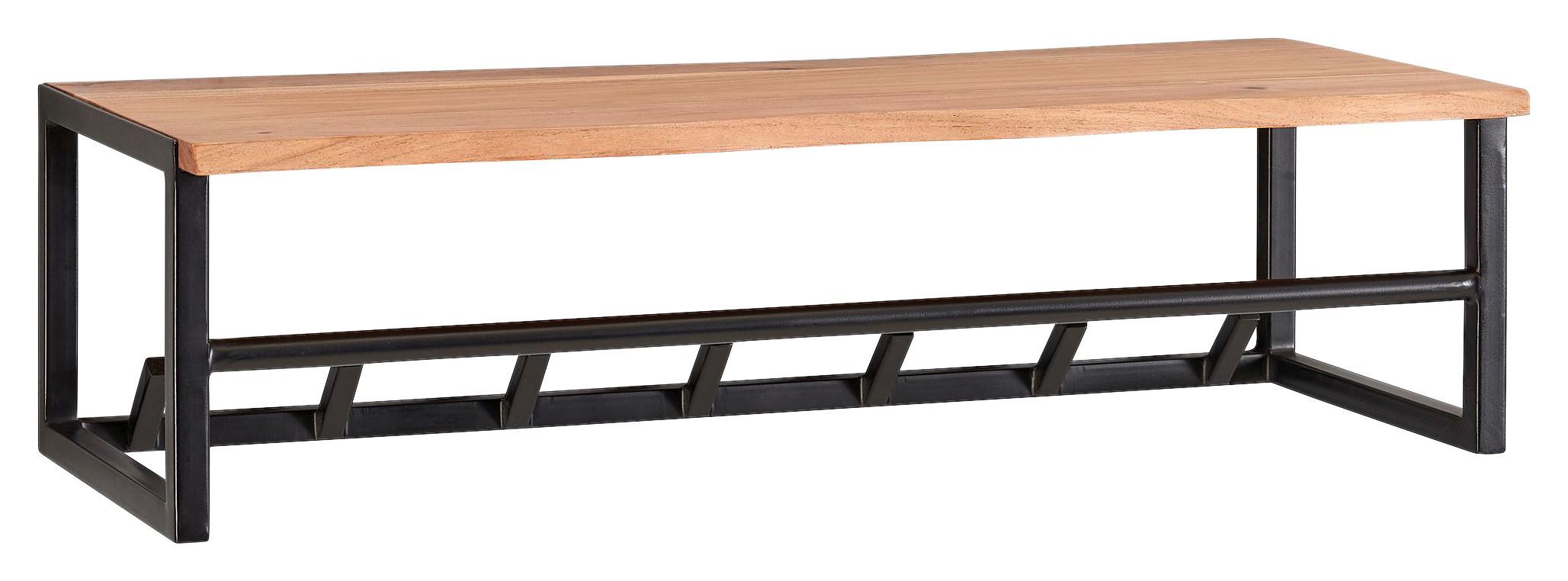 Wandgarderobe Akaziefarben/ Schwarz Mit Hutablage, 7 Haken - Schwarz/Akaziefarben, MODERN, Holz/Metall (80cm) - MID.YOU