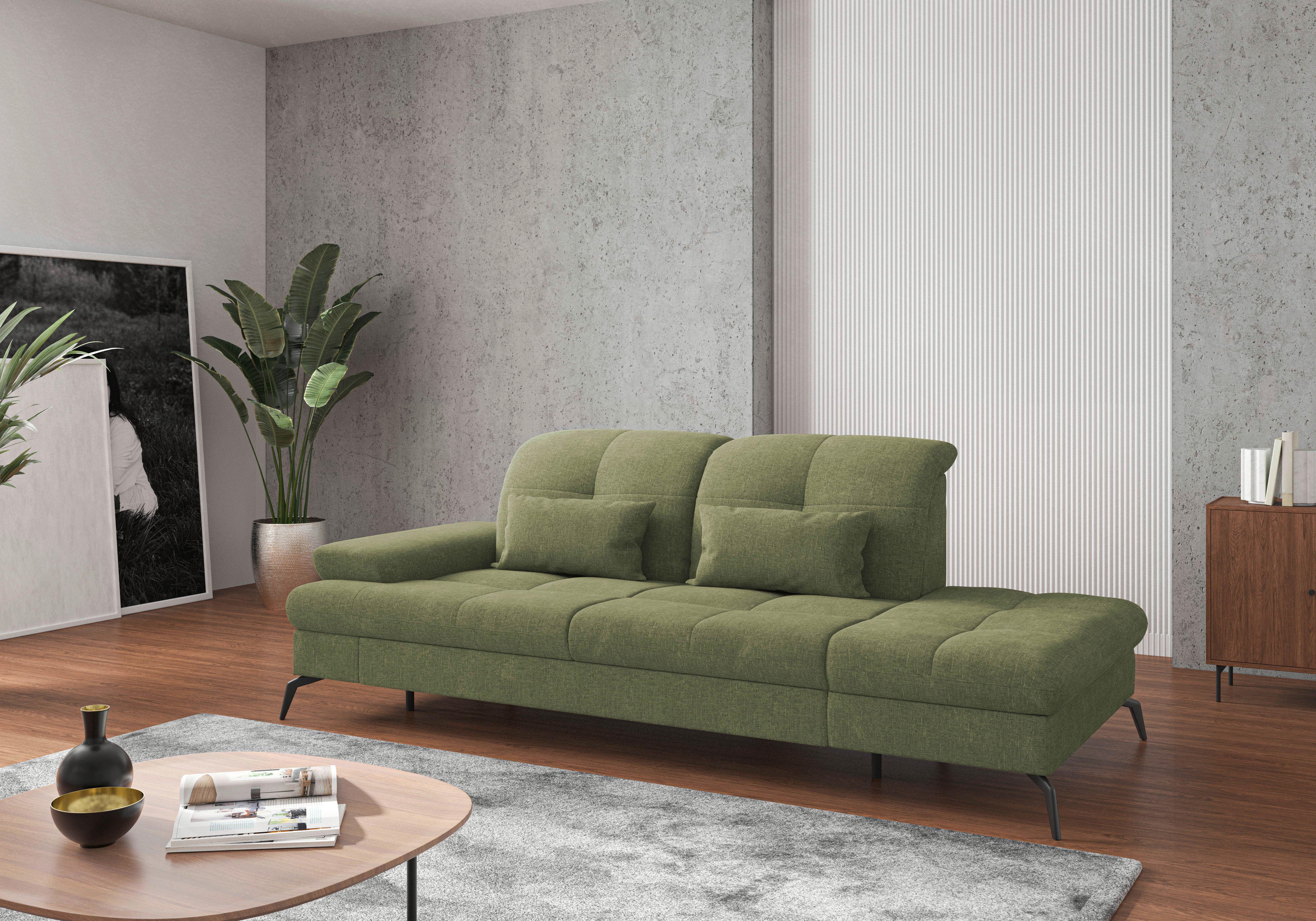 RÉCAMIERE Amica E, Hellgrün B: 231 cm - Schwarz/Hellgrün, KONVENTIONELL, Textil (231/90/122cm) - Sit & More