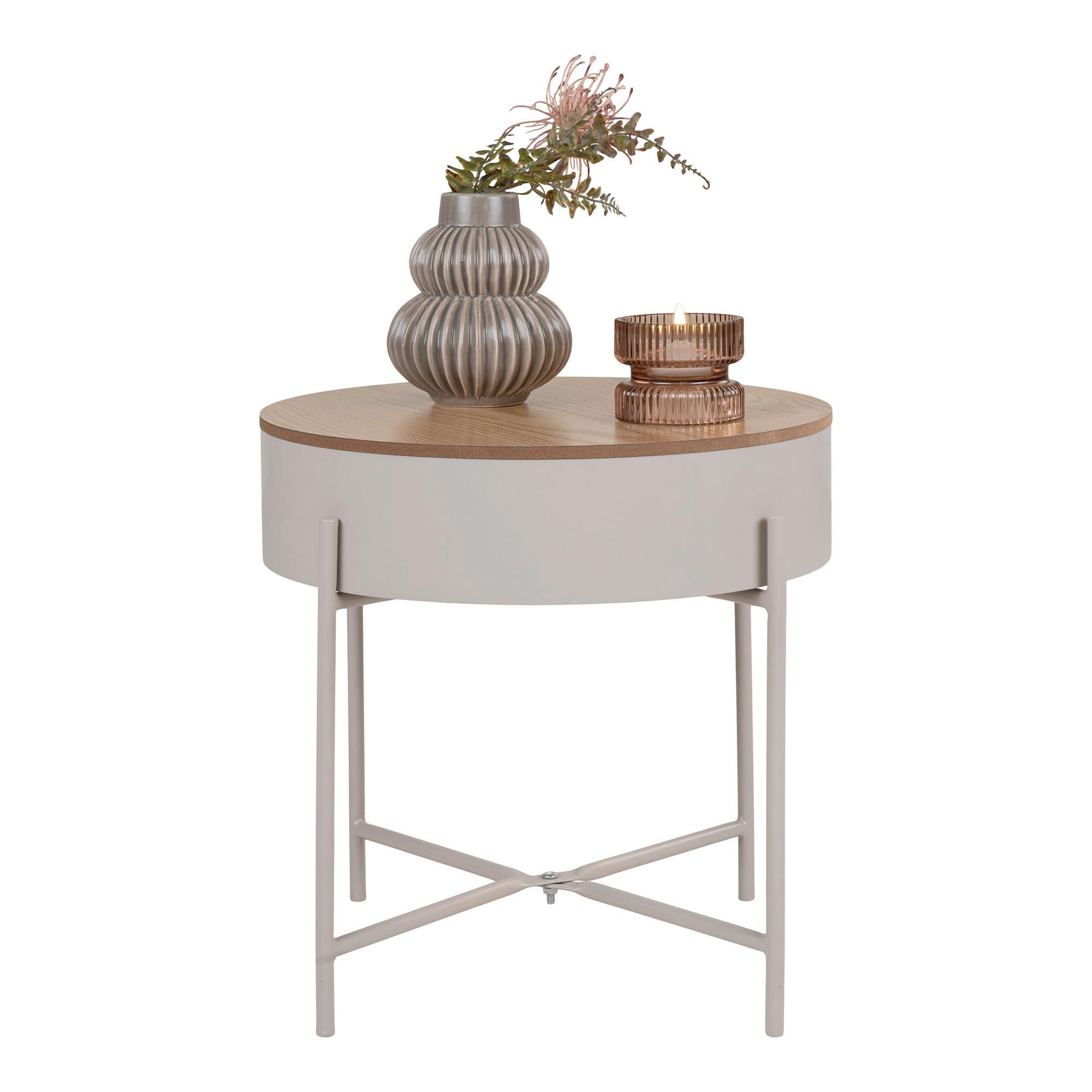 Beistelltisch Sisco Beige B: 40 Cm - Beige, Design, Kunststoff/Metall (40/40/40cm)