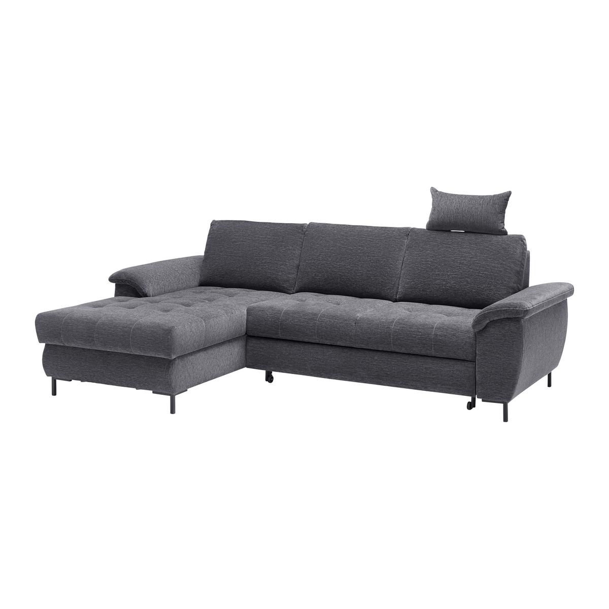 Rohová sedačka FOCUS L, ľavá, sivá ženilka - čierna/sivá, Konventionell, drevo/textil (167/256cm) - Based