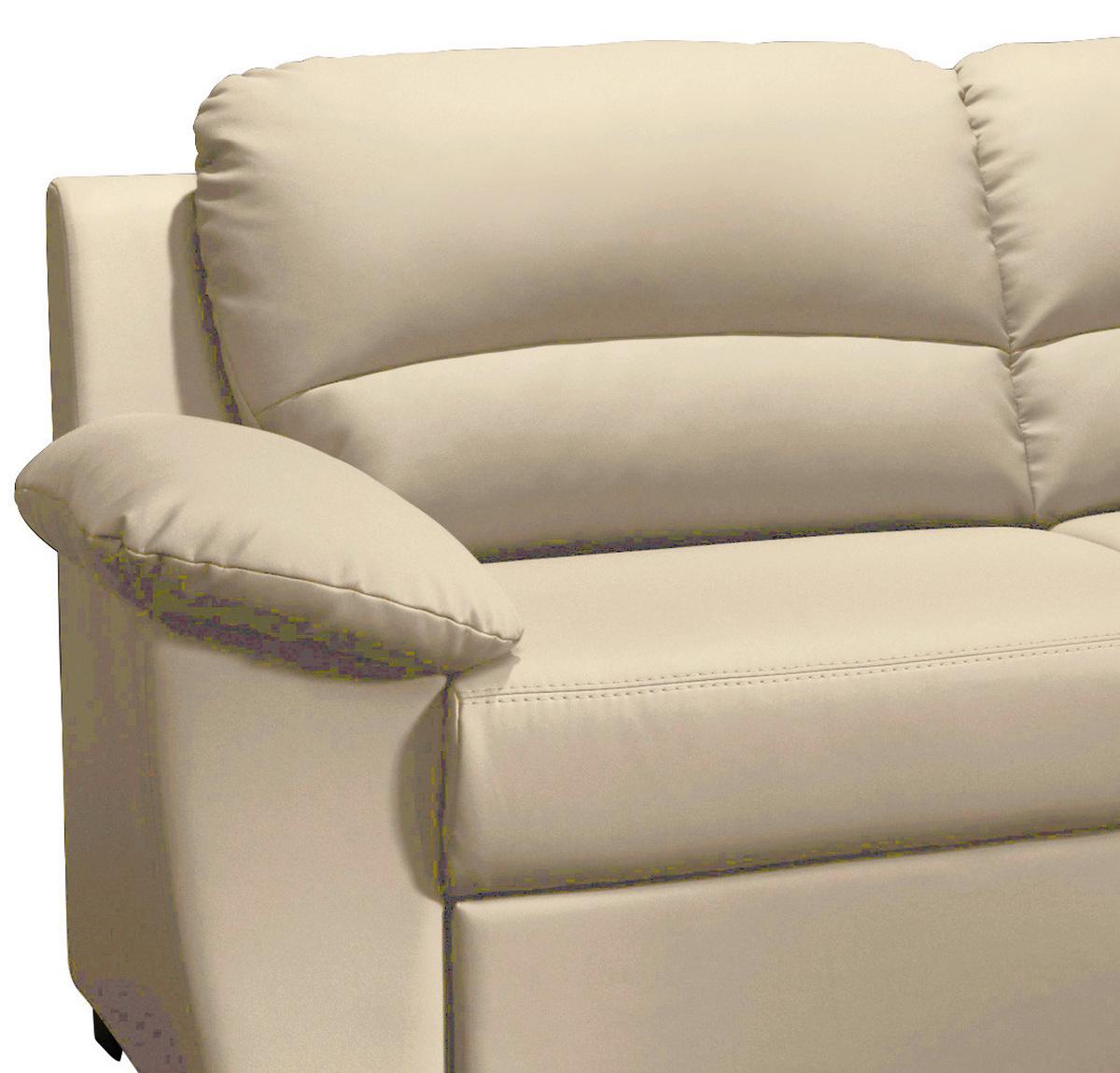 Ecksofa Schlaffunktion Danilo Mit Bettkasten Beige Lederlook - Beige/Schwarz, KONVENTIONELL, Textil (240/45/165cm) - MID.YOU