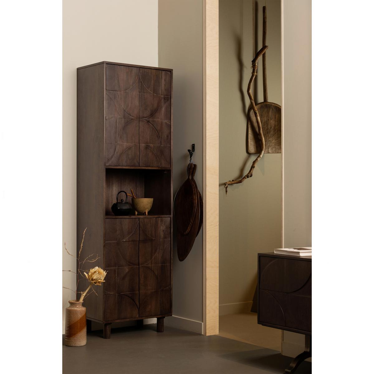 Vitrine Draw Walnussfarben B: 60cm - Walnussfarben, Design, Holz (60/200/40cm) - Livetastic