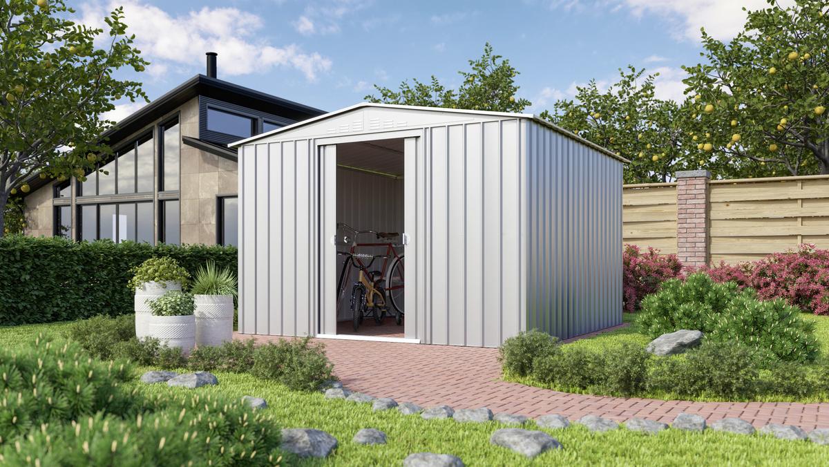 Gerätehaus ohne Boden 308x220x309 - Silberfarben, Basics, Metall (308/220/309cm)