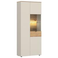 Vitrine Viona Kaschmir/Eichefarben B: 80cm - Kaschmir/Schwarz, Basics, Glas/Holzwerkstoff (80/195/40cm)