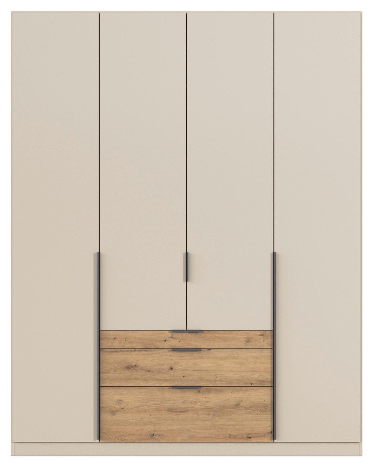Drehtürenschrank Alabama-Super Champagner Dekor, B: 181 cm - Champagner/Eichefarben, Trend, Holzwerkstoff (181/229/54cm)