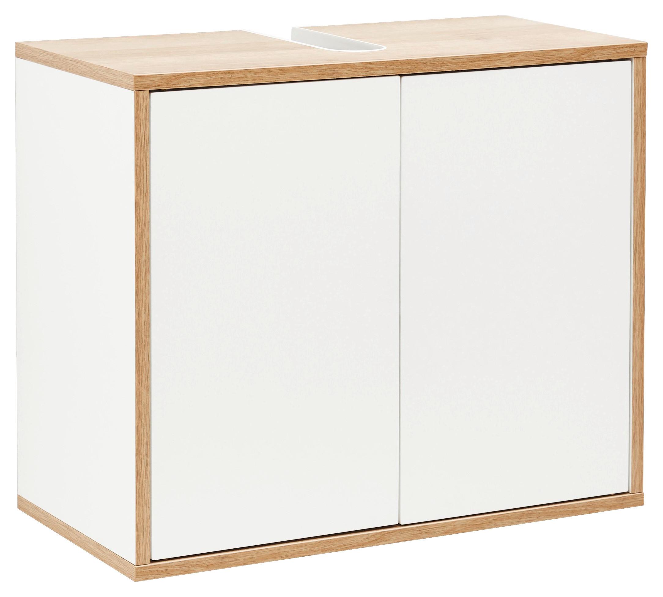 Waschbeckenunterschrank Finn B: 60 Cm, Weiß - Eichefarben/Weiß, MODERN, Holzwerkstoff (60/50/30,5cm) - MID.YOU