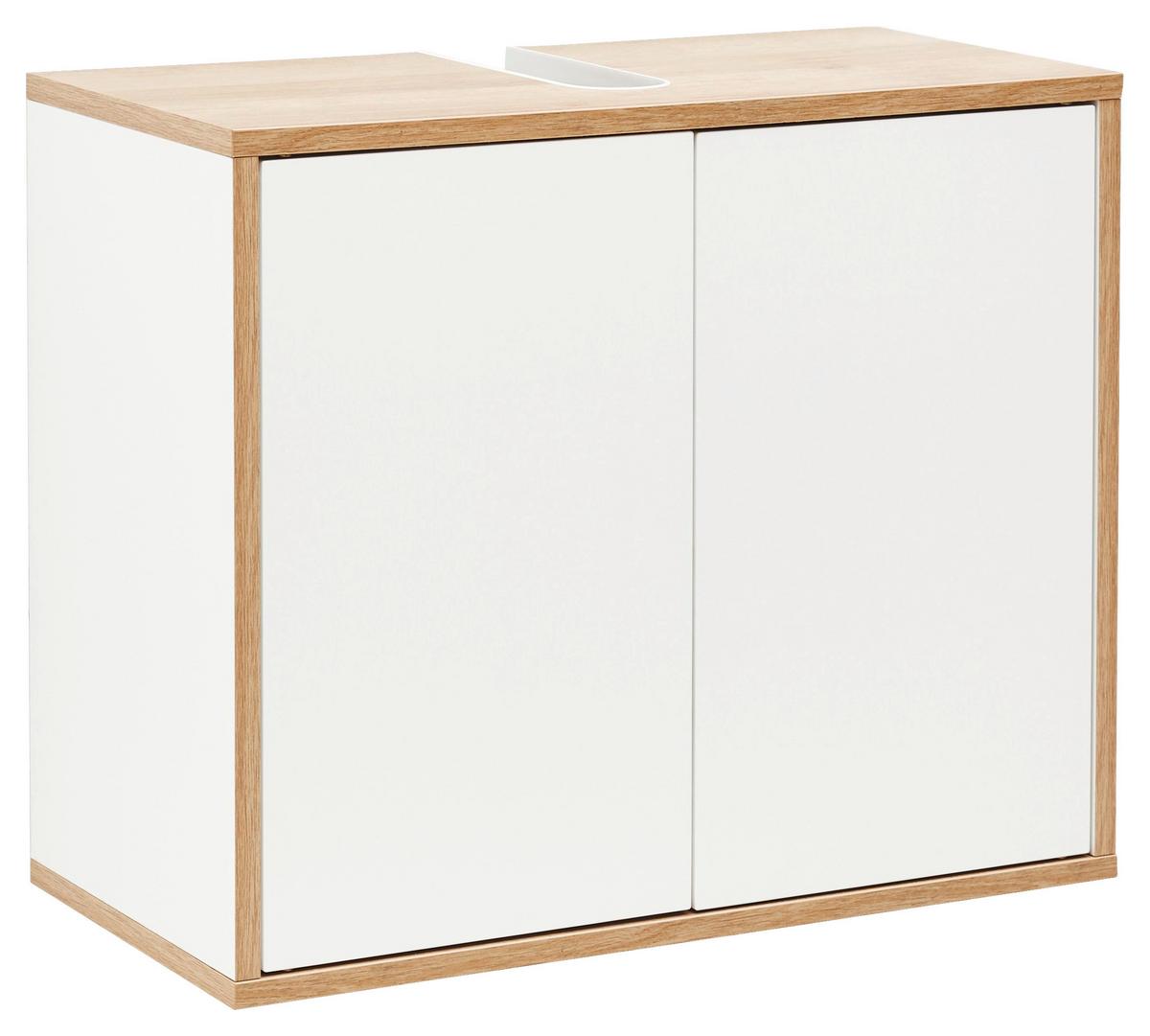 Waschbeckenunterschrank Finn B: 60 Cm, Weiß - Eichefarben/Weiß, MODERN, Holzwerkstoff (60/50/30,5cm) - MID.YOU