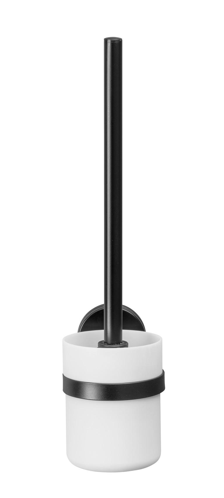 WC-Bürstengarnitur Static Loc Wandmontage Kunststoff - Schwarz/Weiß, MODERN, Kunststoff/Metall (8/36,5/11cm) - Wenko