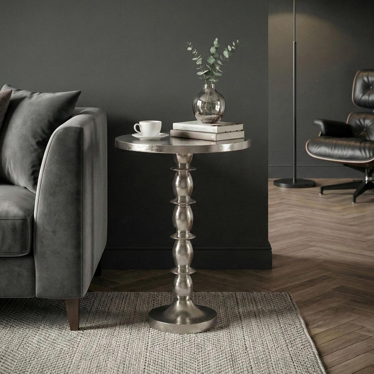 BEISTELLTISCH Silberfarben B: 40cm - Silberfarben, Design, Metall (40/40/56cm) - MID.YOU