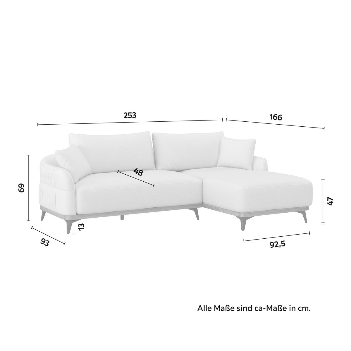 Sedací souprava MELIA, oboustranná, krémová - černá/krémová, Moderní, kov/dřevo (254/69/166cm) - Bessagi Home