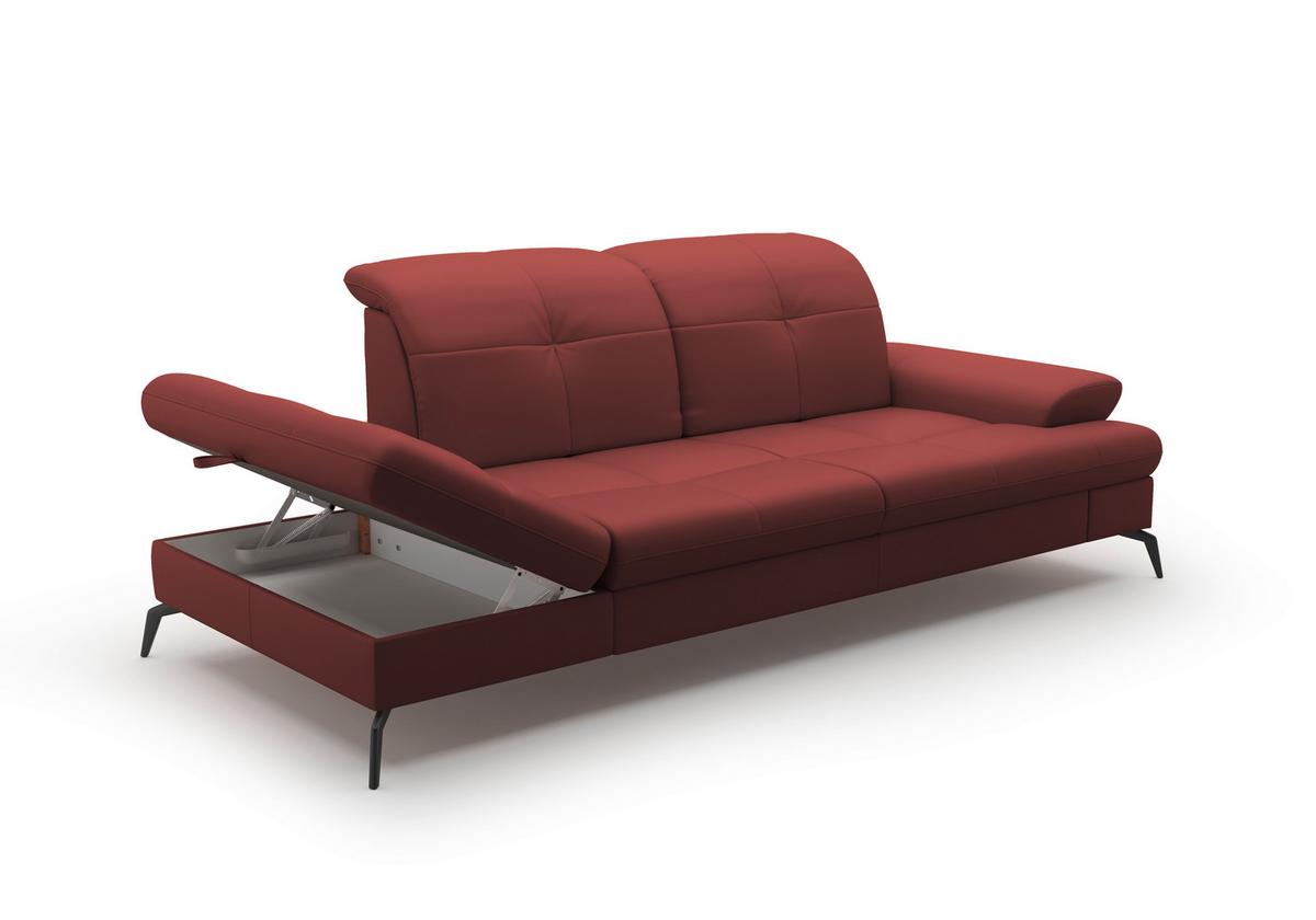 Récamiere Amica E, Rotbraun B: 231 Cm - Rotbraun/Schwarz, KONVENTIONELL, Leder (231/90/122cm) - Sit & More