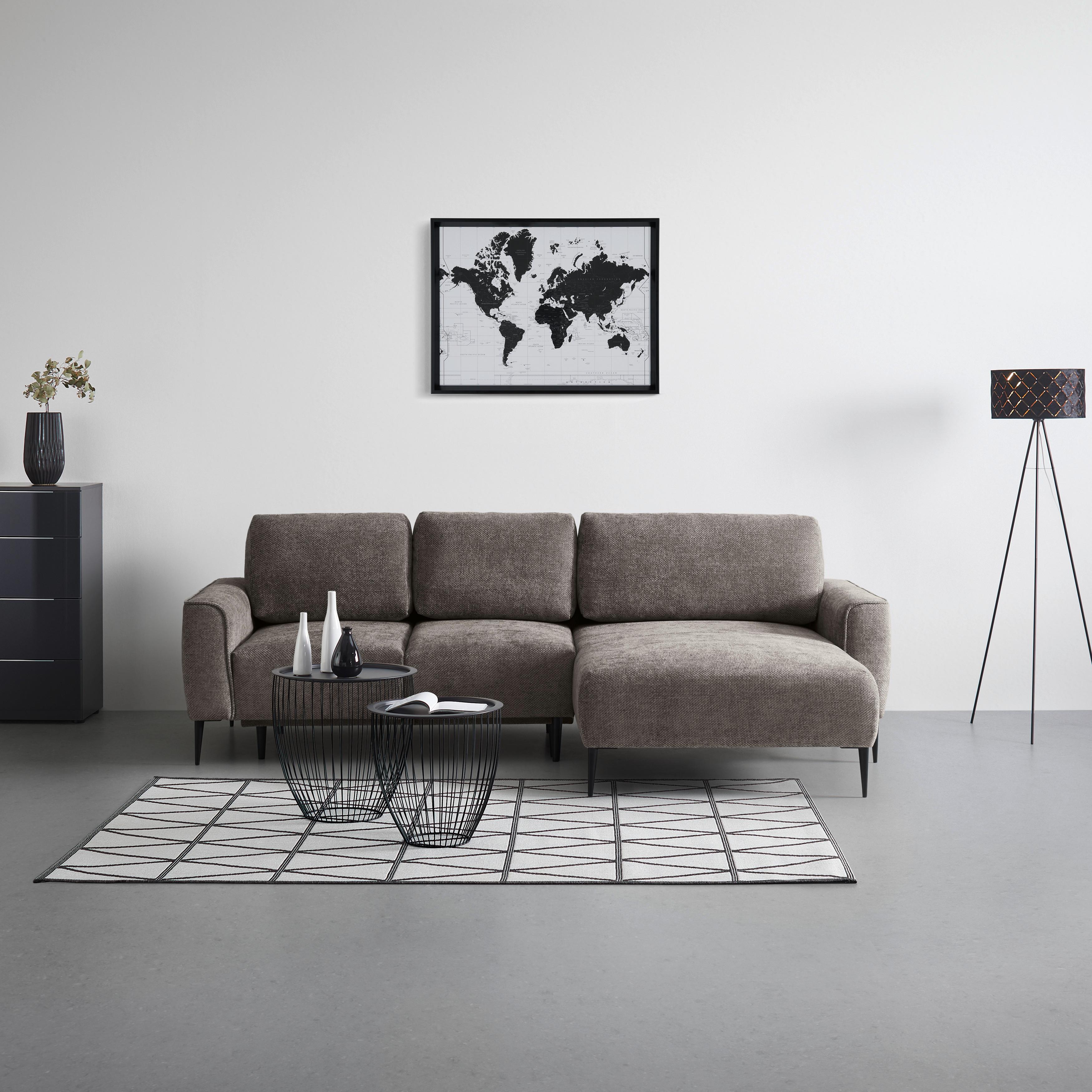 Rohová sedačka CUSTOM, pravá, tmavě šedá - černá/tmavě šedá, Moderní, kov/textil (255/164cm) - Mömax