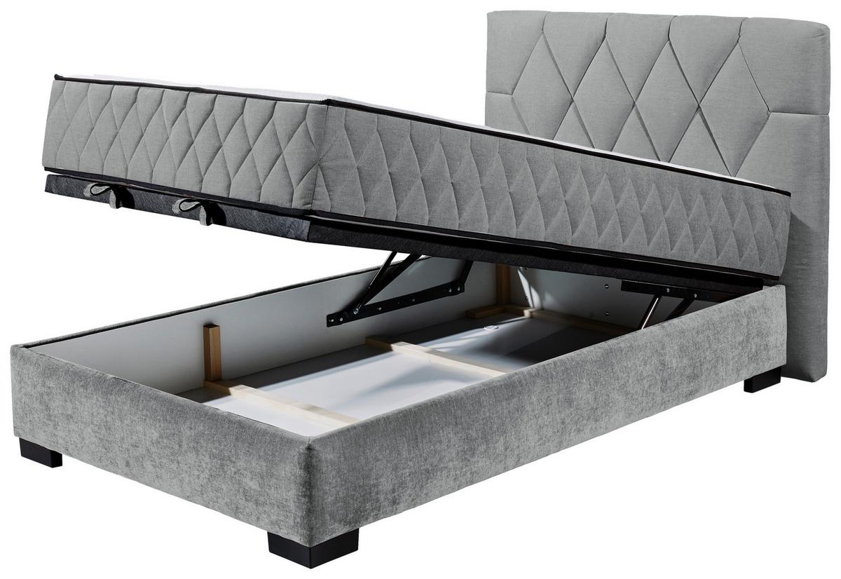 Boxbett Mit Bettkasten 120x200 Nagol B - Anthrazit/Schwarz, MODERN, Holzwerkstoff/Textil (120/200cm) - MID.YOU