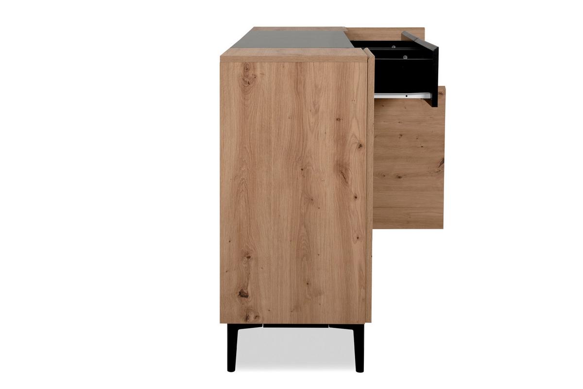 Sideboard Dekor Mit 2 Laden 180 cm Nola 003054 Schwarz - Eichefarben/Schwarz, KONVENTIONELL, Holzwerkstoff (180/90/42cm) - MID.YOU