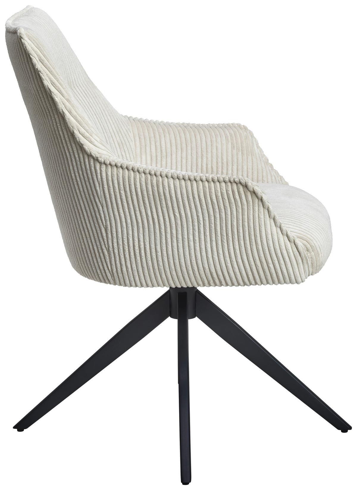 Armlehnstuhl Yuki - Beige/Schwarz, LIFESTYLE, Textil/Metall (61/87/65cm) - MID.YOU