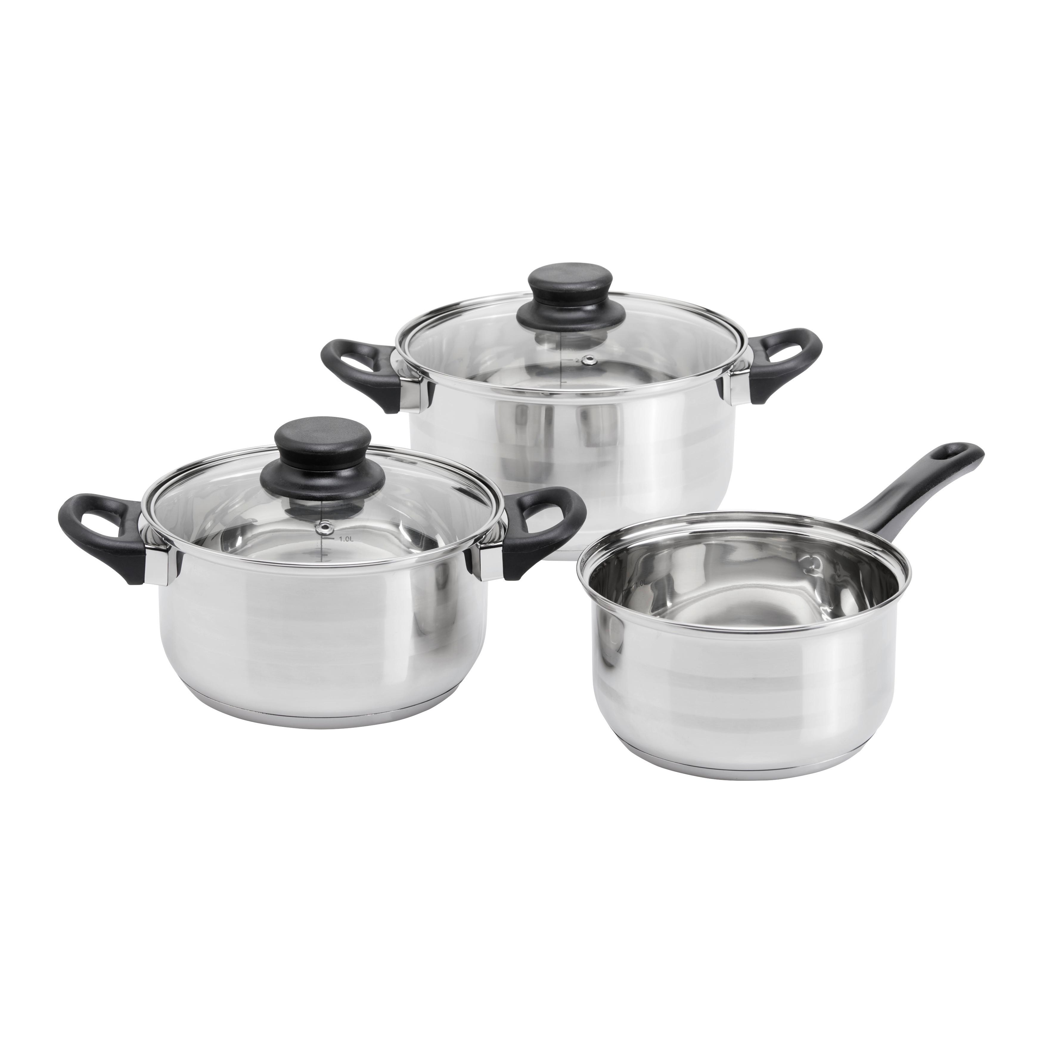 Sada hrncov Berta, 5-dielny set - číra/farba ušľachtilej ocele, Konventionell, kov/sklo - Based