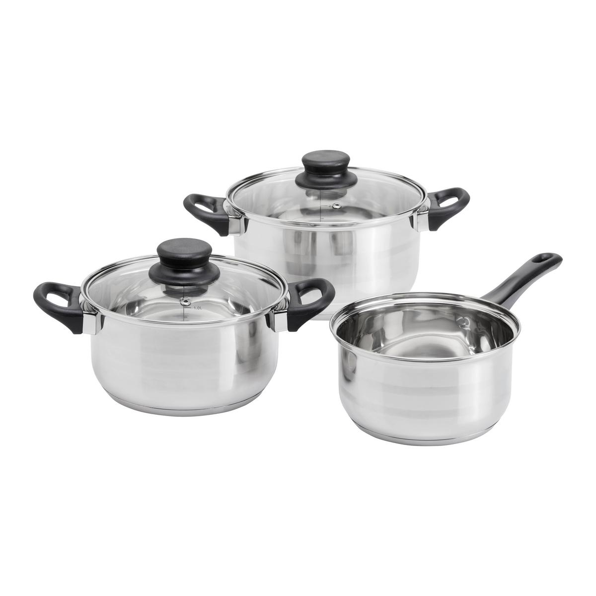 Sada hrncov Berta, 5-dielny set - číra/farba ušľachtilej ocele, Konventionell, kov/sklo - Based