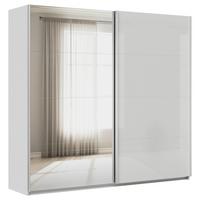 Schwebetürenschrank Feldkirch 225 Normalhöhe - Grau Hochglanz/Silberfarben, MODERN, Glas/Holzwerkstoff (225/210/62cm)