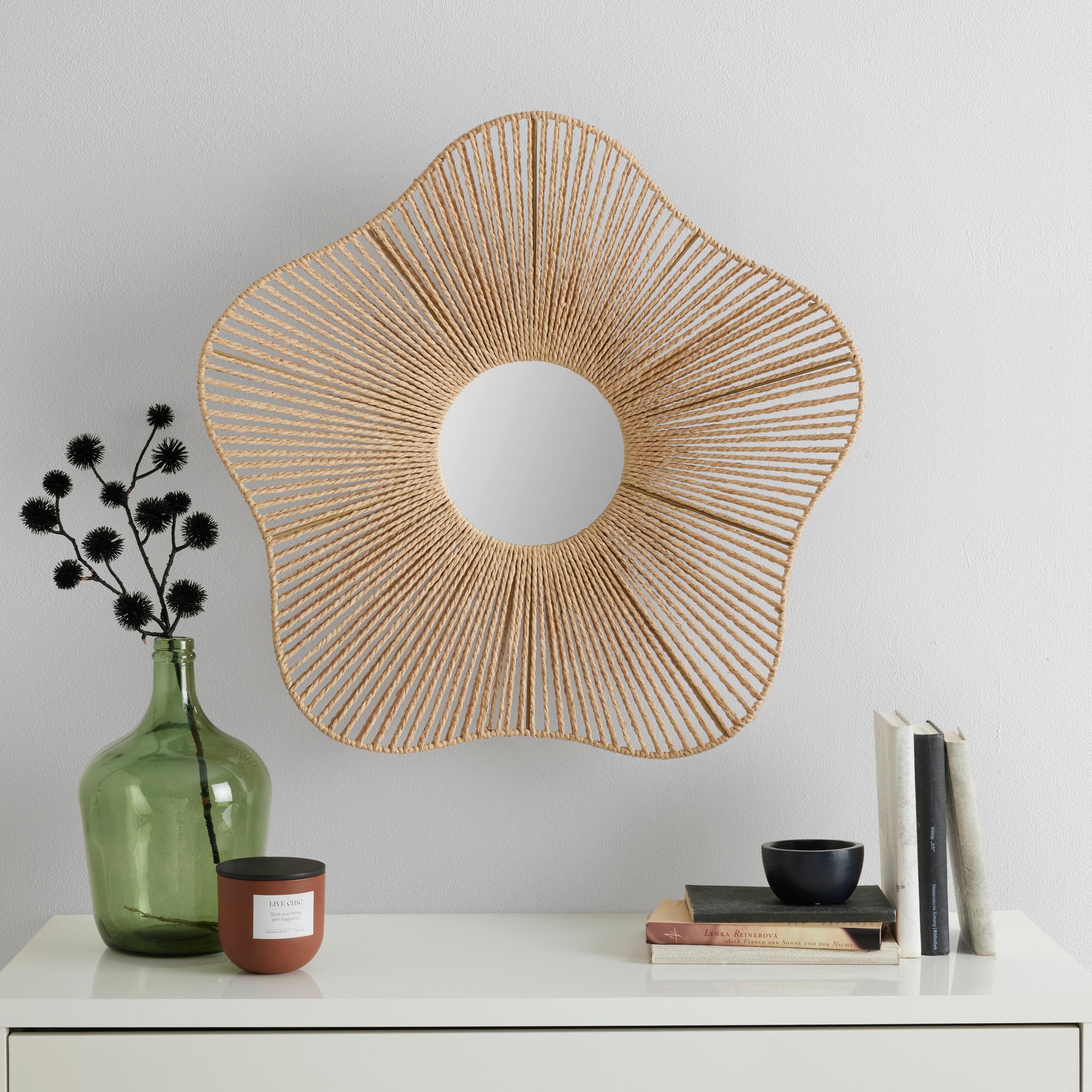Nástěnné zrcadlo P: 66cm - hnědá, Romantický / Rustikální, kov/kompozitní dřevo (66/66/12cm) - Premium Living