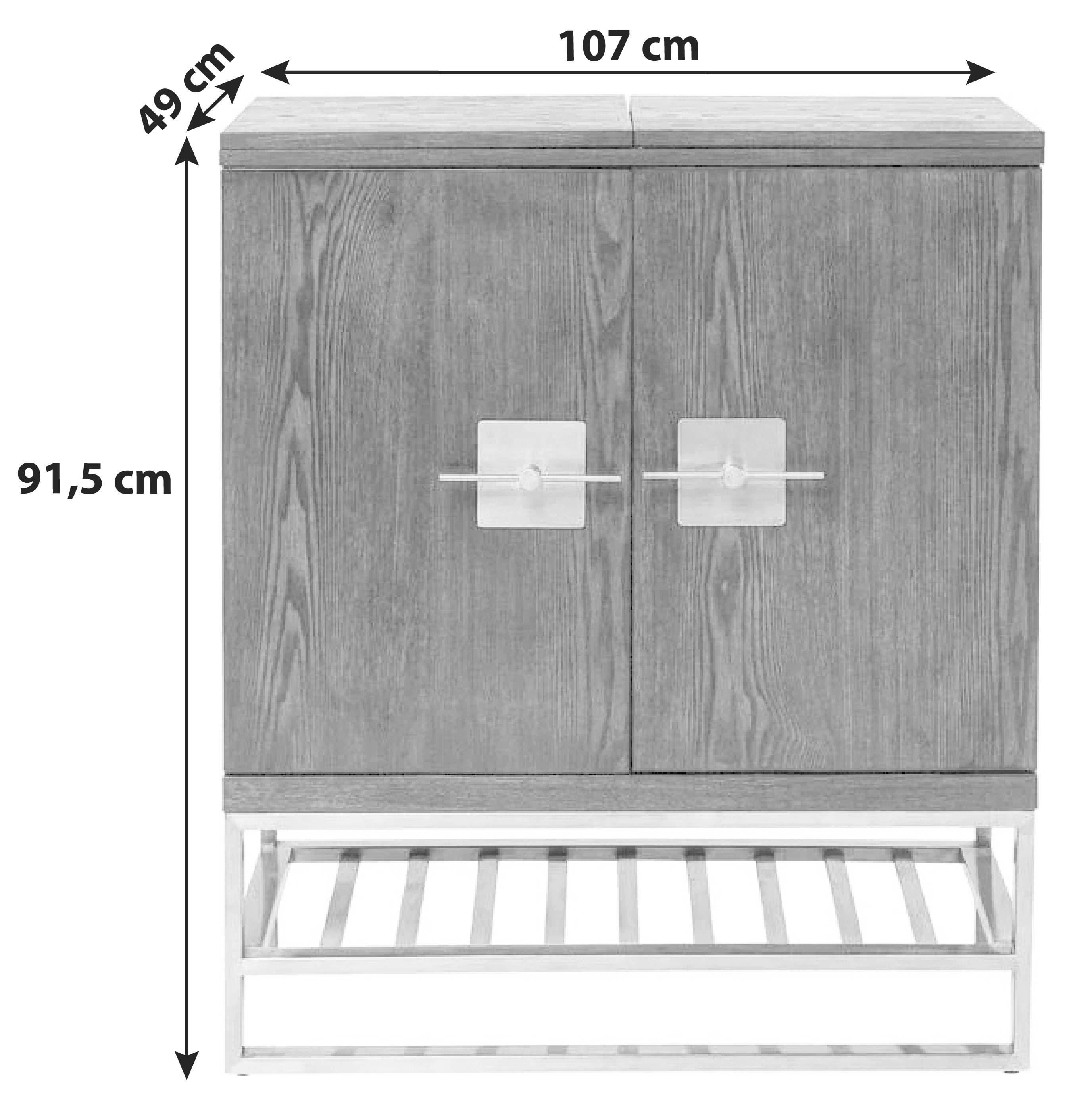 Barschrank Osaka - Messingfarben/Braun, Trend, Holzwerkstoff/Metall (107/91,5/49cm) - Kare-Design