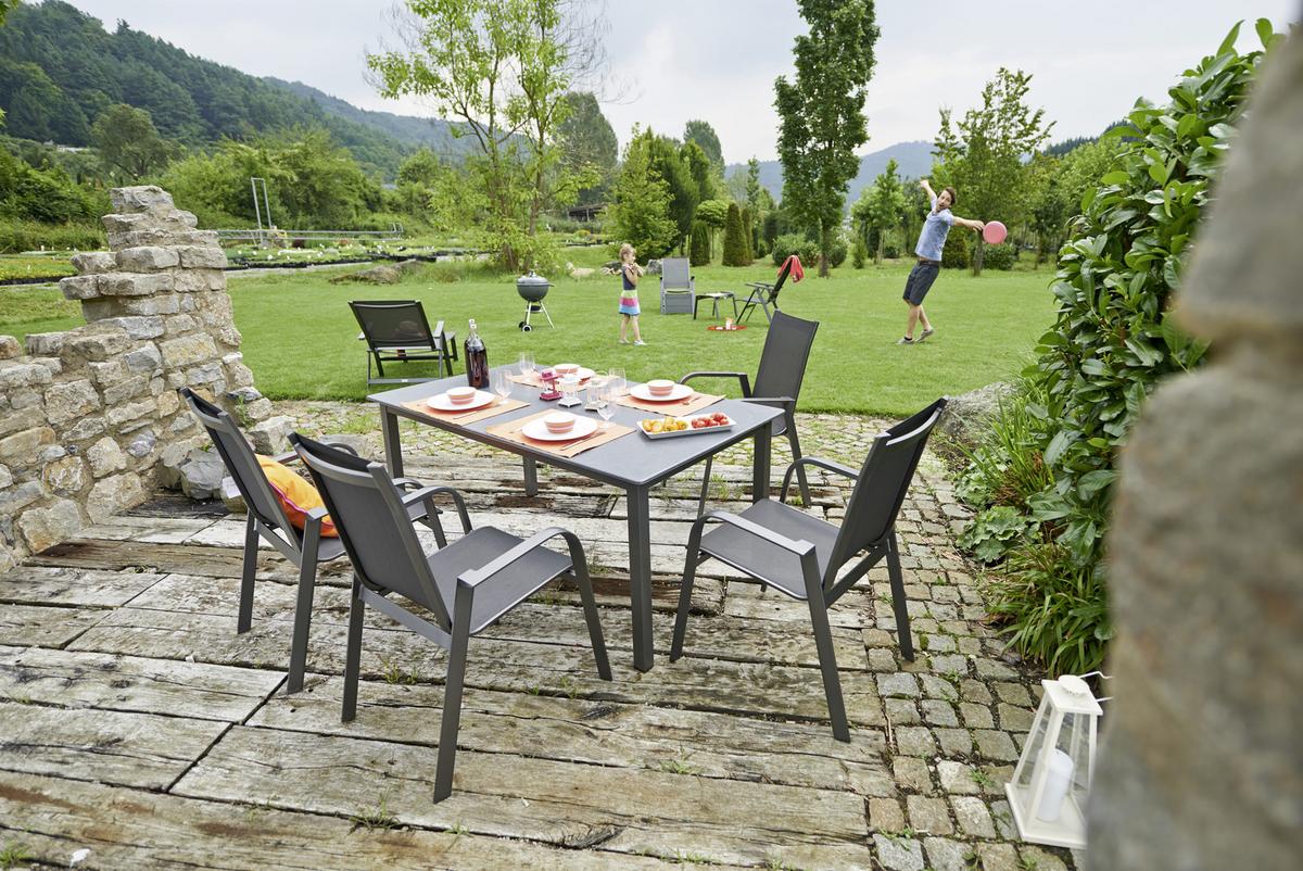 Gartentisch Acaplan Holzwerkstoff/Metall L 160 cm - Schieferfarben/Anthrazit, Basics, Holzwerkstoff/Metall (160/90/72cm) - Acamp