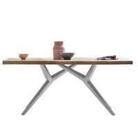 Esstisch Naturfarben /Silberfarben L: 200cm - Silberfarben/Naturfarben, MODERN, Holz/Metall (200/100/78cm) - MID.YOU
