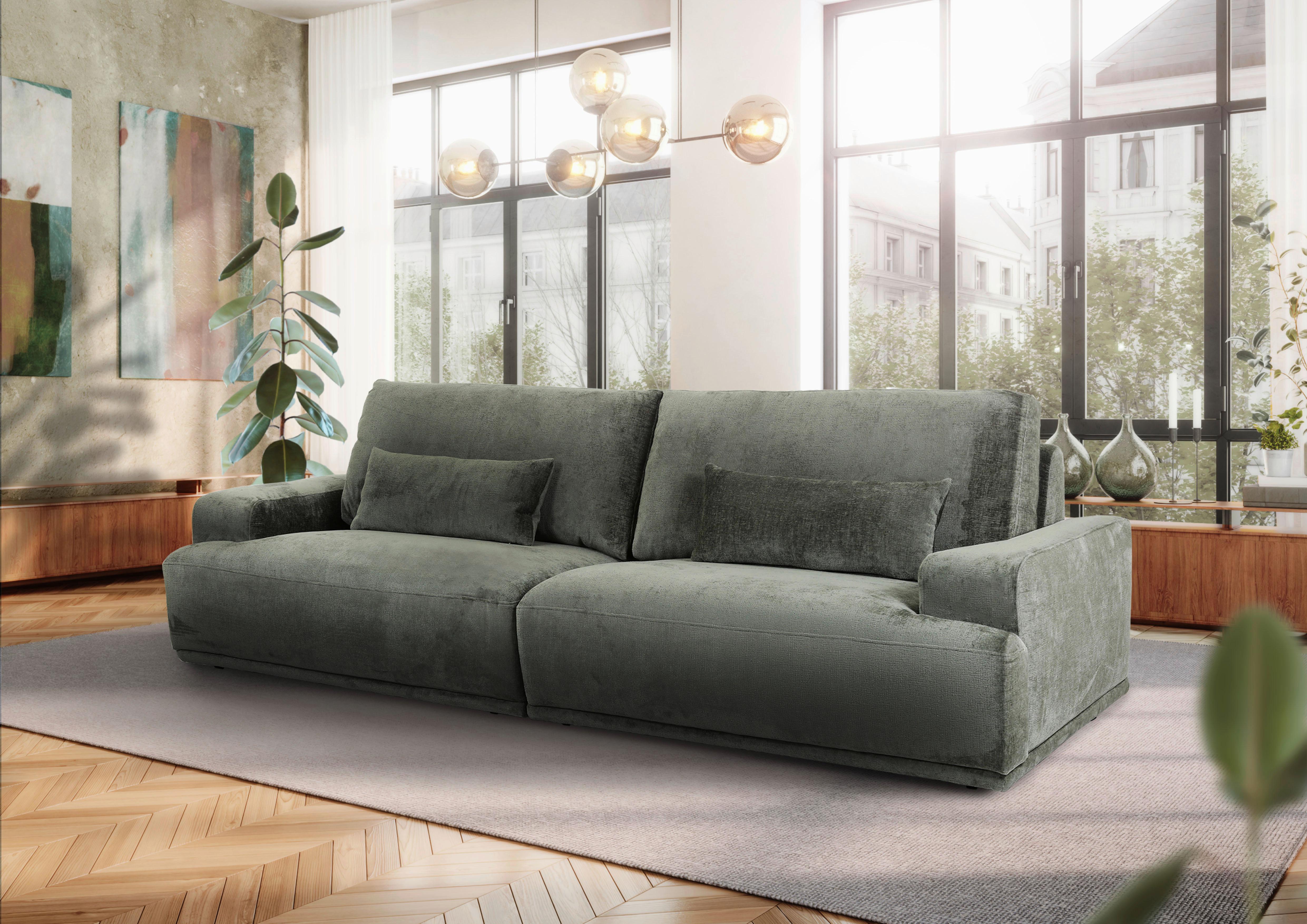 Bigsofa Mezino B: 282 cm Grün Chenille - Schwarz/Grün, KONVENTIONELL, Textil (282/73/115cm) - MID.YOU