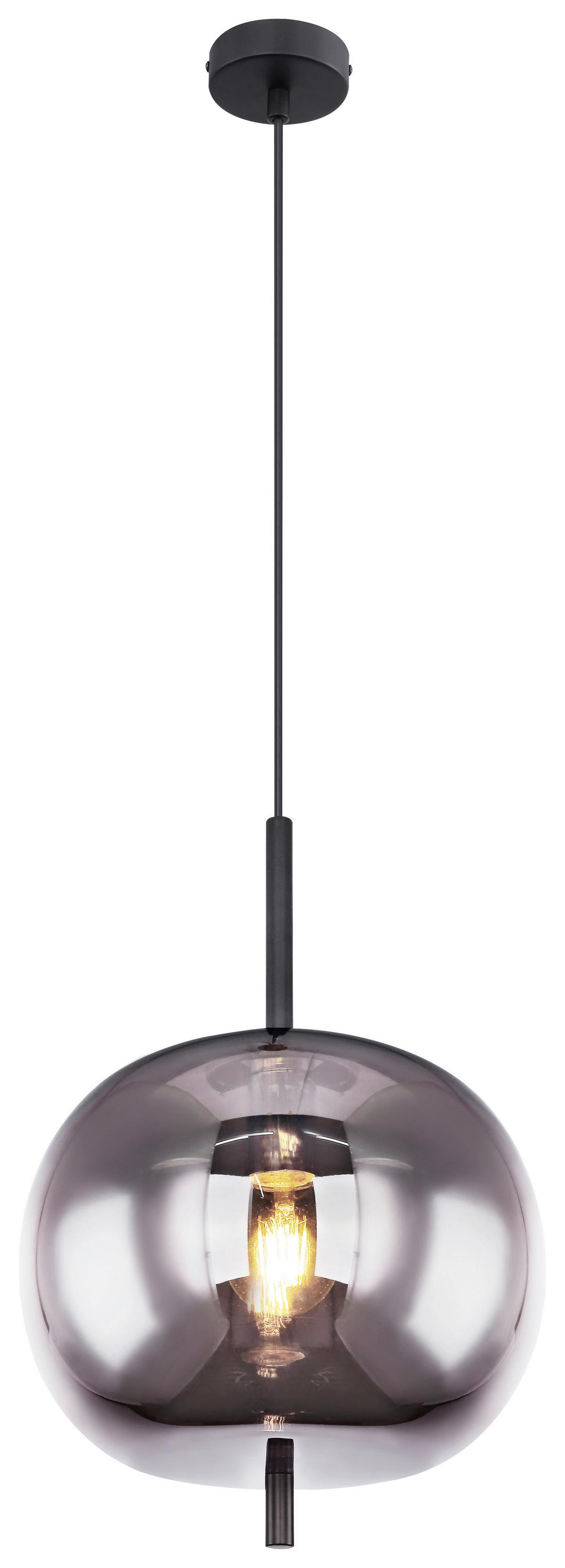 Hängeleuchte Blacky H: 120 cm 1-Flammig, mit Rauchglas - Schwarz, Basics, Glas/Metall (30/120cm) - Globo