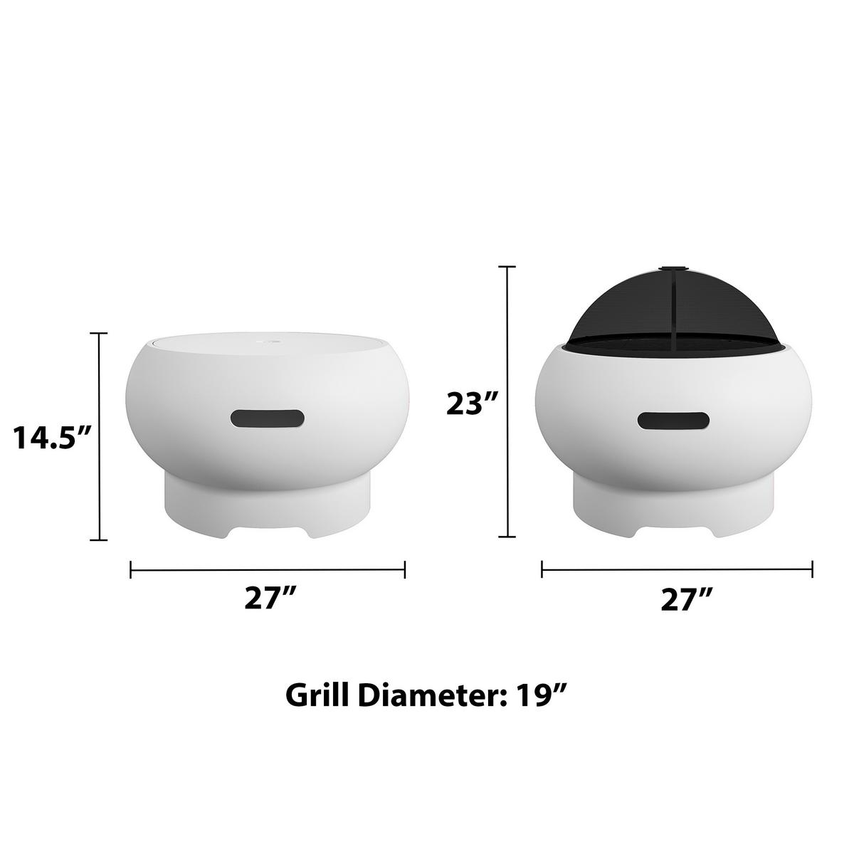 Feuerstelle Asher Weiß D: 69 cm - Weiß, Design, Keramik (69/37cm) - MID.YOU