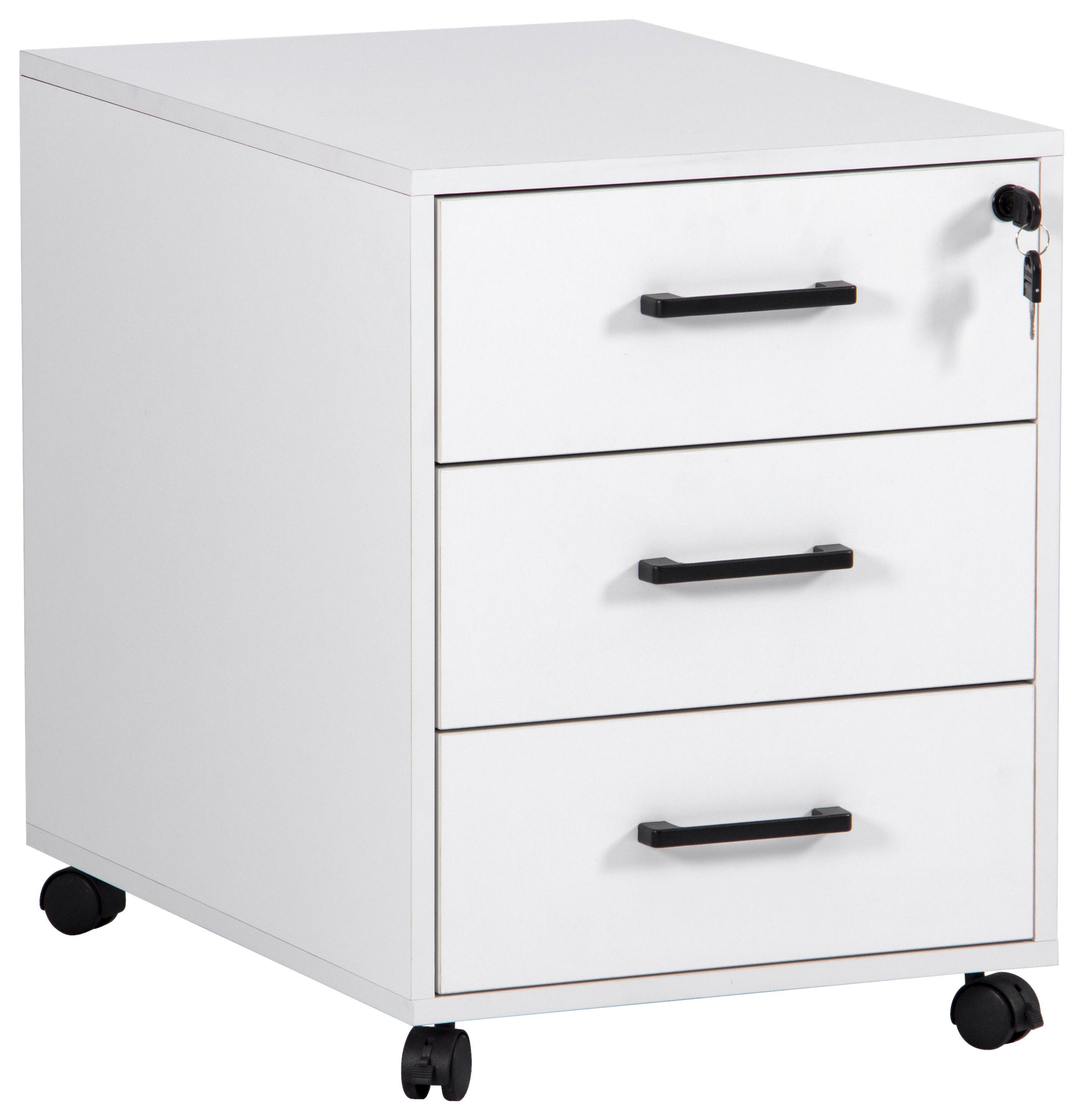 Rollcontainer Anton Weiß B: 43 cm - Weiß, MODERN, Holzwerkstoff/Kunststoff (43/56/60cm) - Livetastic